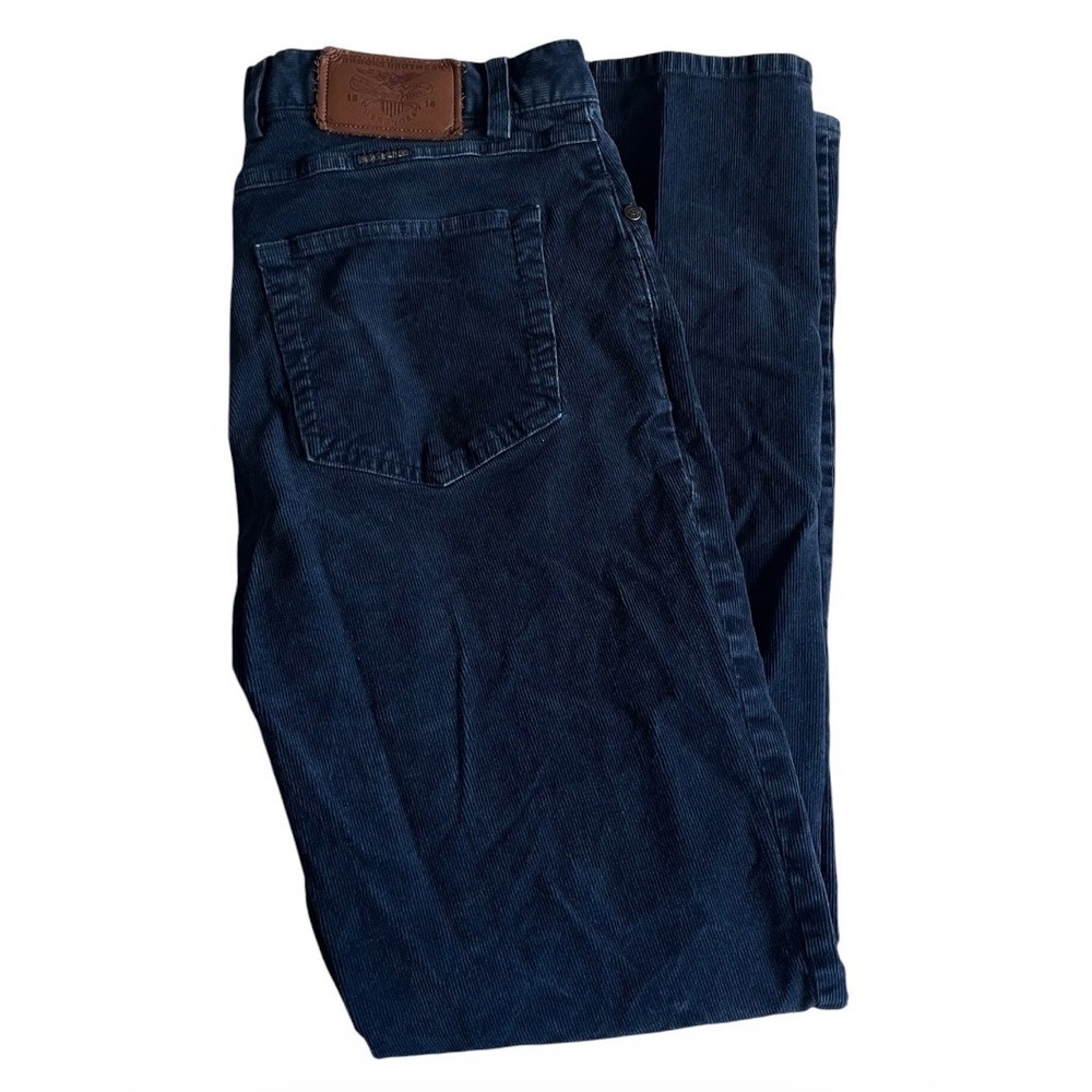 Brooks Brothers Men Navy Blue Corduroy Pants 32x32 5-Pocket Straight Leg Cotton